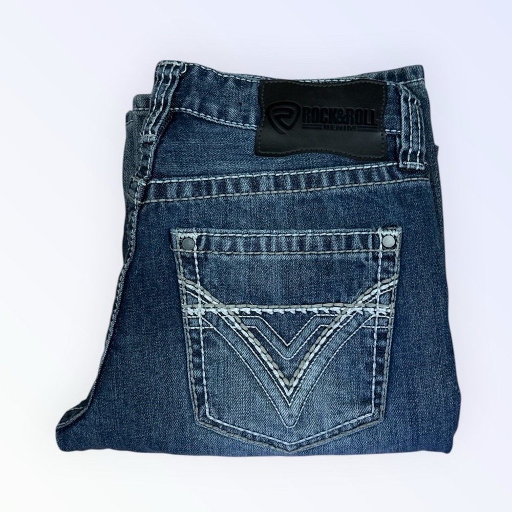 Rock & Roll Pistol Bootcut Jeans Mens 30x31 Blue Denim Stackable Cowboy